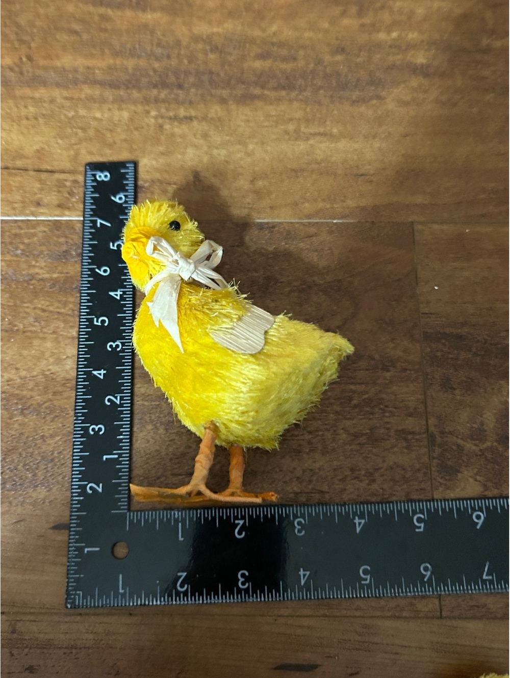 Vintage Yellow Chick Figurine with Bow